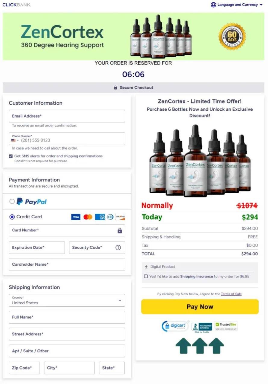 Illustration of ZenCortex order being processed through secure payment gateway ensuring privacy and security